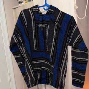 Men's Black and Blue Striped Sweater